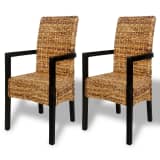 Handwoven Abaca Dining Chairs with Armrests 2 pcs