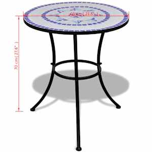 Bistro stolek modrý a bílý 60 cm mozaika - obrázek 5