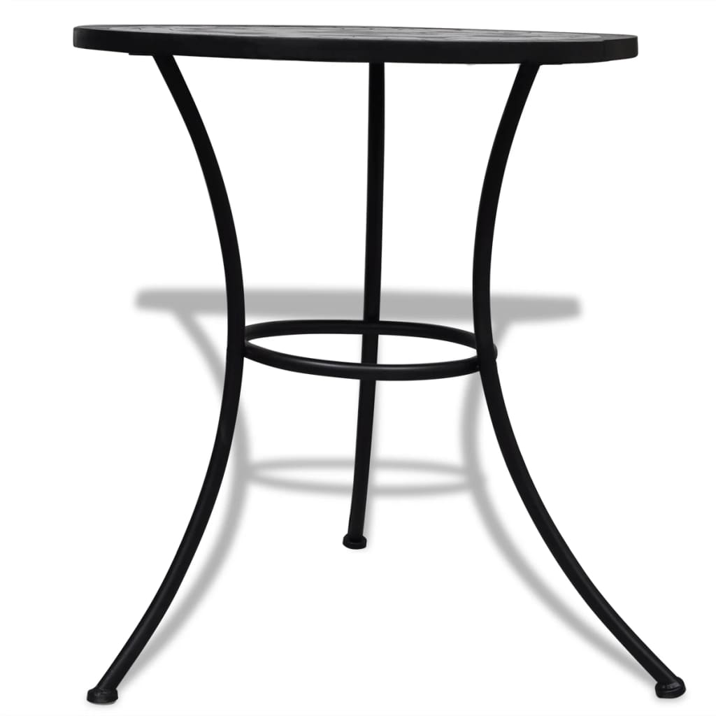 vidaXL Bistro Table Black and White 23.6" Mosaic