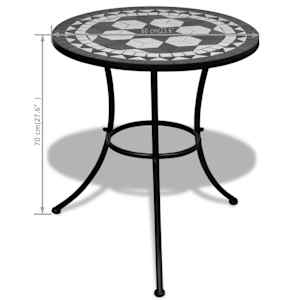 Bistro stolek černý a bílý 60 cm mozaika - obrázek 5