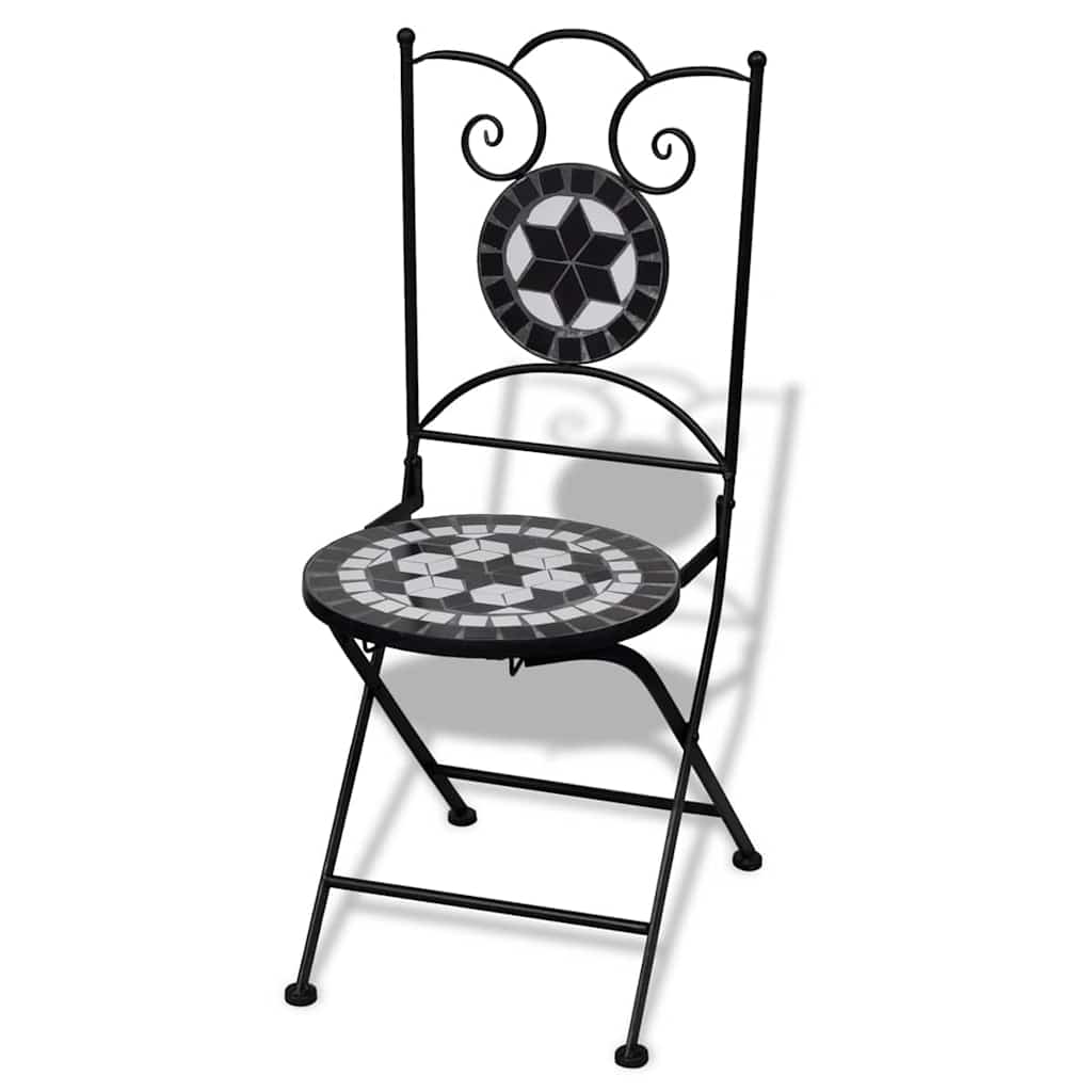 vidaXL Bistrostoelen inklapbaar 2 st keramiek zwart en wit afbeelding