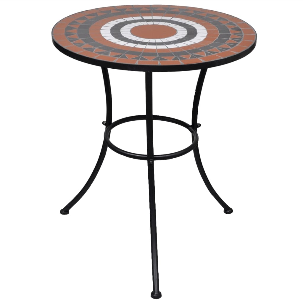 vidaXL Table de bistro Terre cuite et blanc 60 cm Mosaïque 