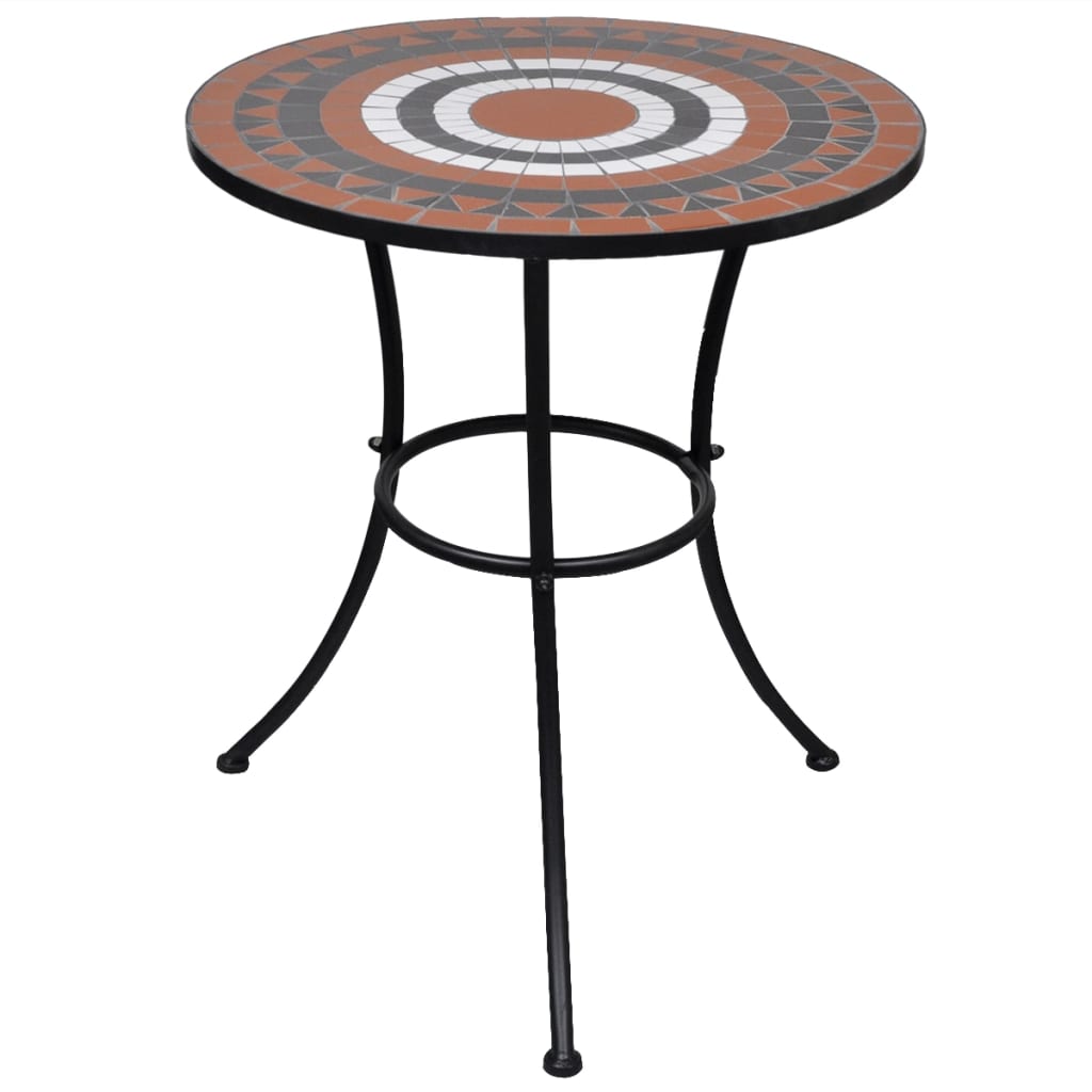 Image of vidaXL Bistro Table Terracotta and White 60 cm Mosaic