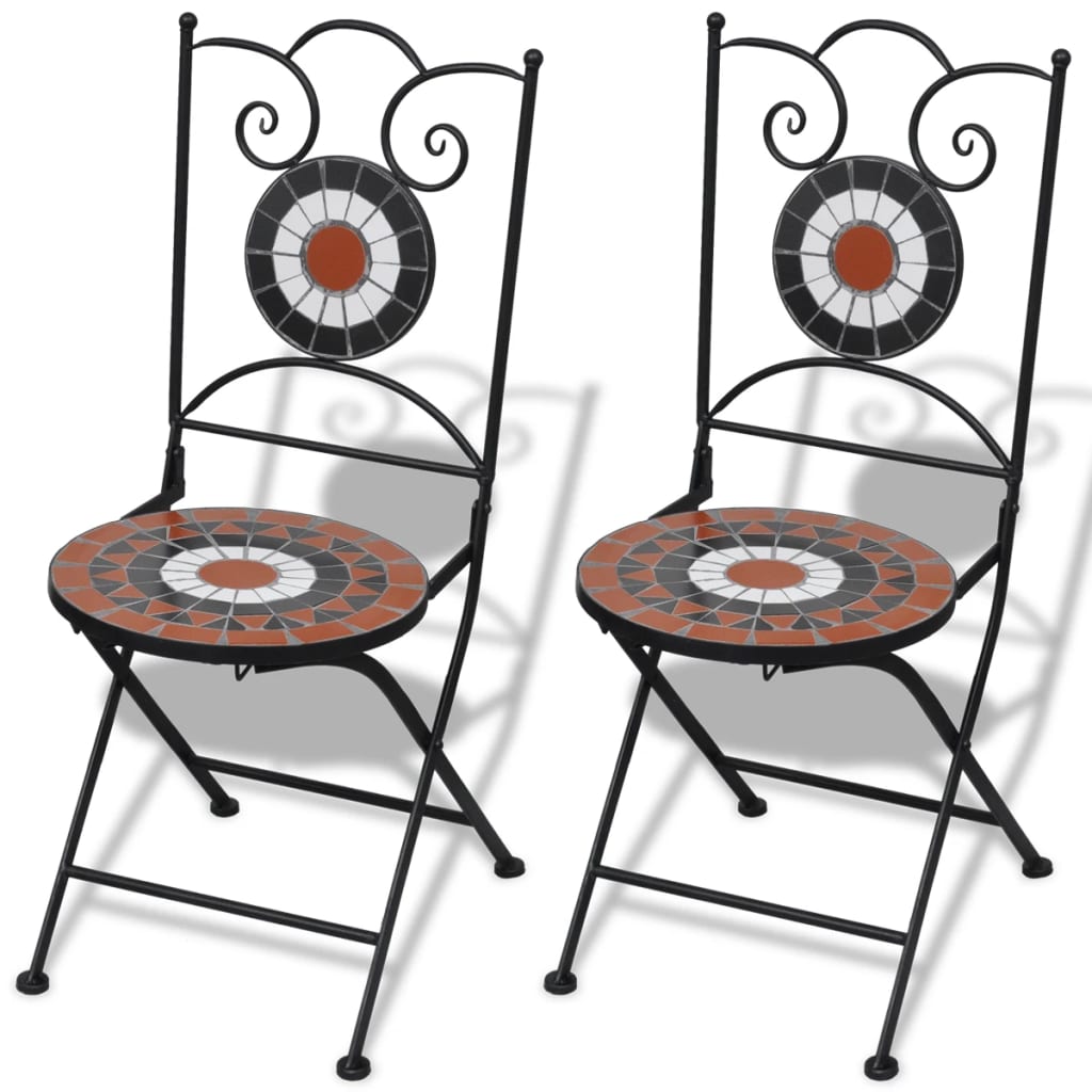 Folding Bistro Chairs 2 Piece Ceramic Terracotta and White