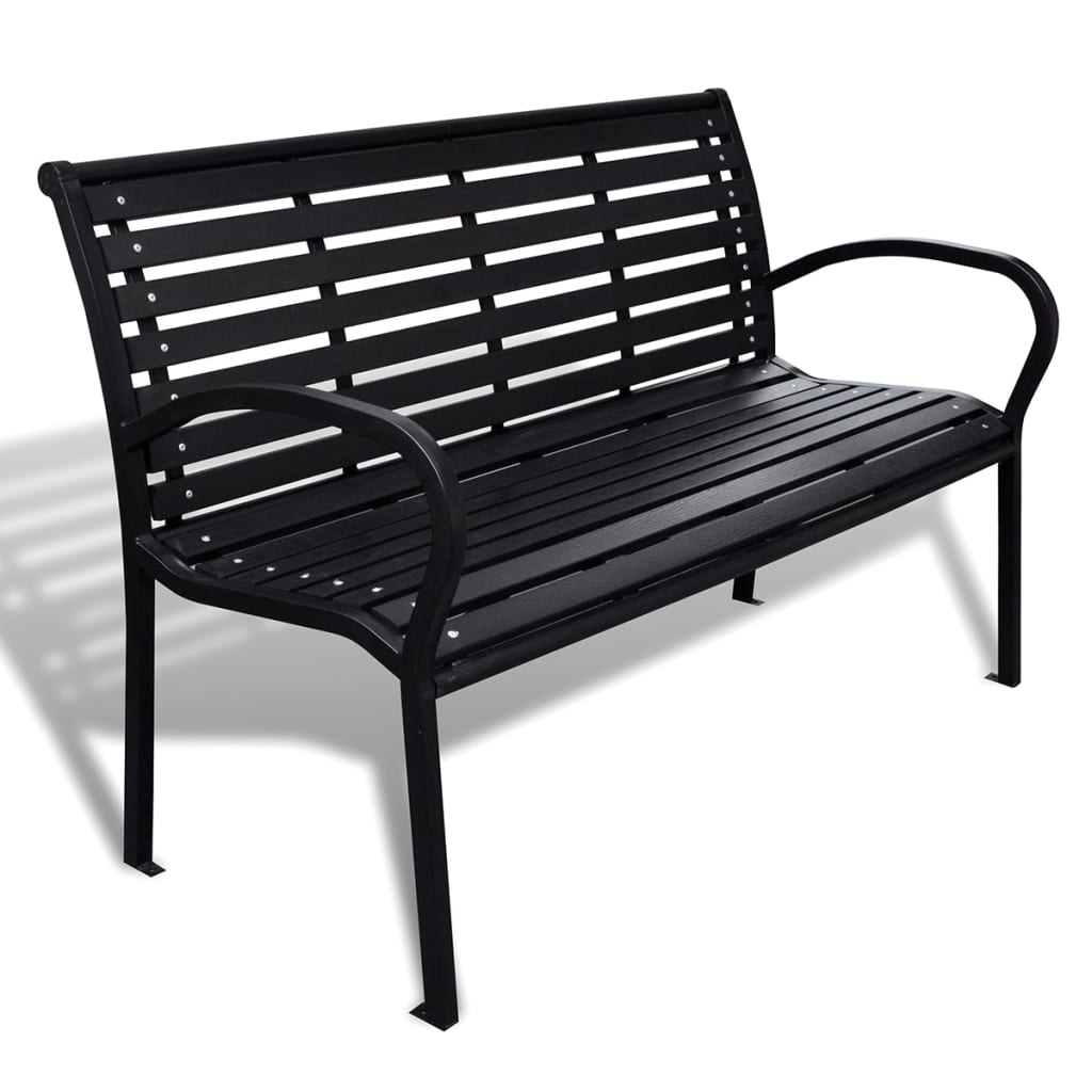 vidaXL Banc de jardin 125 cm Acier et WPC Noir   