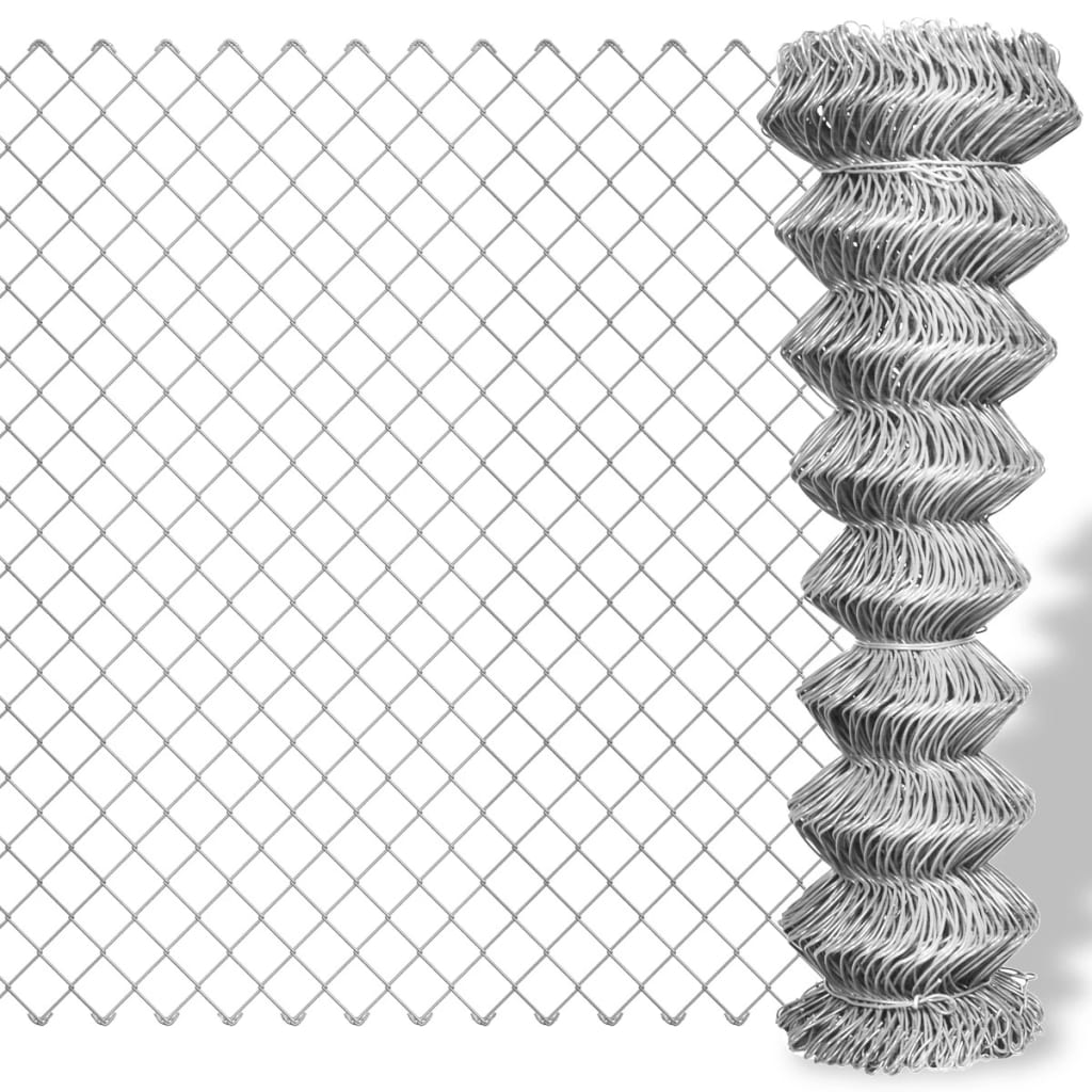 vidaXL Chain Link Fence Galvanised Steel 15×1 m Silver