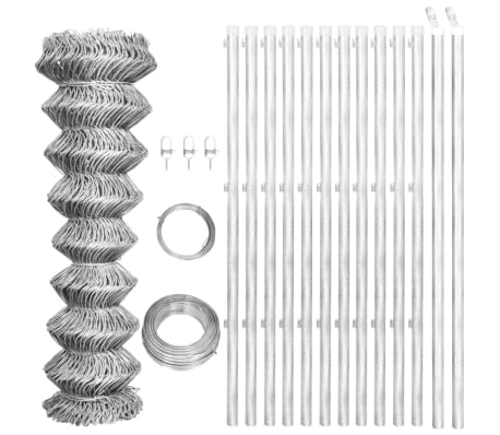 vidaXL Valla Jard/ín Malla Alambre Rollo 11 Postes Acero Vallado Met/álico Cercado Metal Protecci/ón Separador Corral Animales Gallinas Verde 25x1,5 m