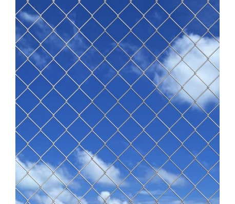 vidaXL Chain Link Fence with Posts Spike Galvanised Steel 15x1 m