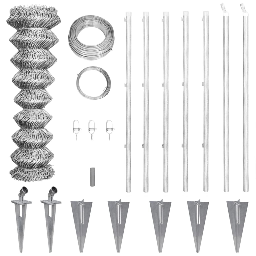 vidaXL Gard din plasă cu stâlpi și țăruși, 15x1,25 m, oțel galvanizat