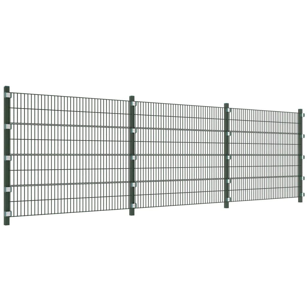 vidaXL Fence Panel with Posts 6x1.6 m Green