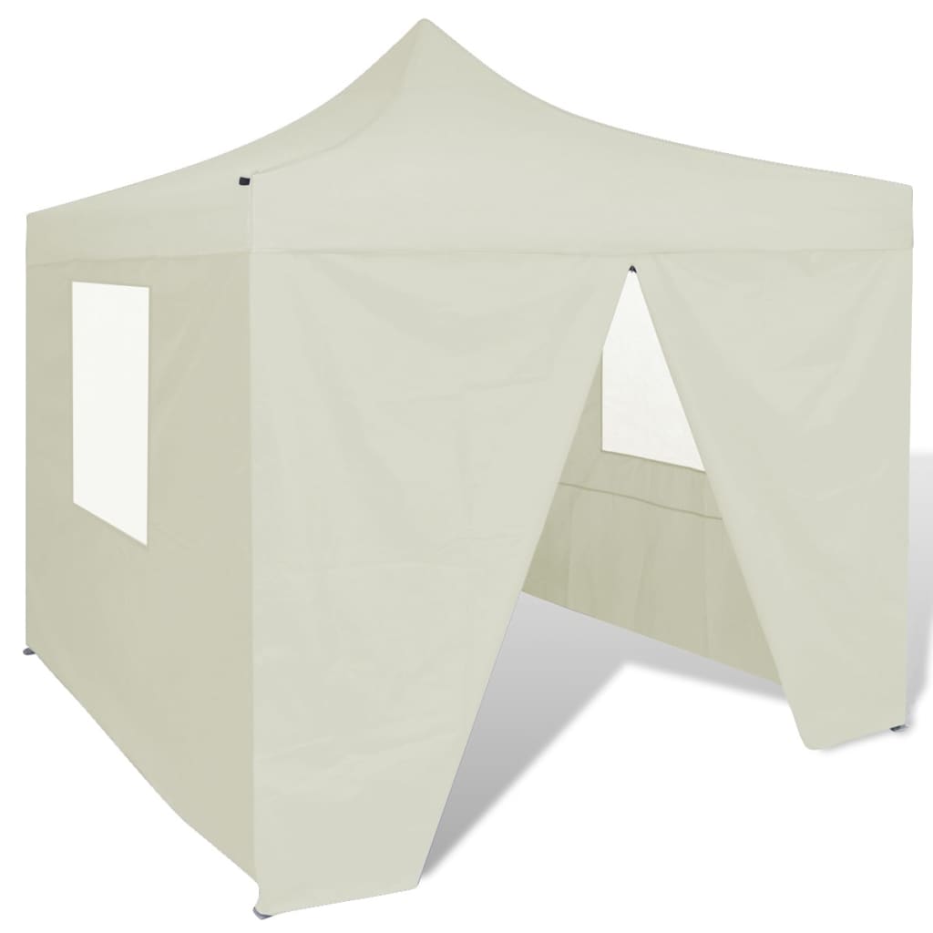 vidaXL foldbart telt cremefarvet 3 x 3 m med 4 vægge