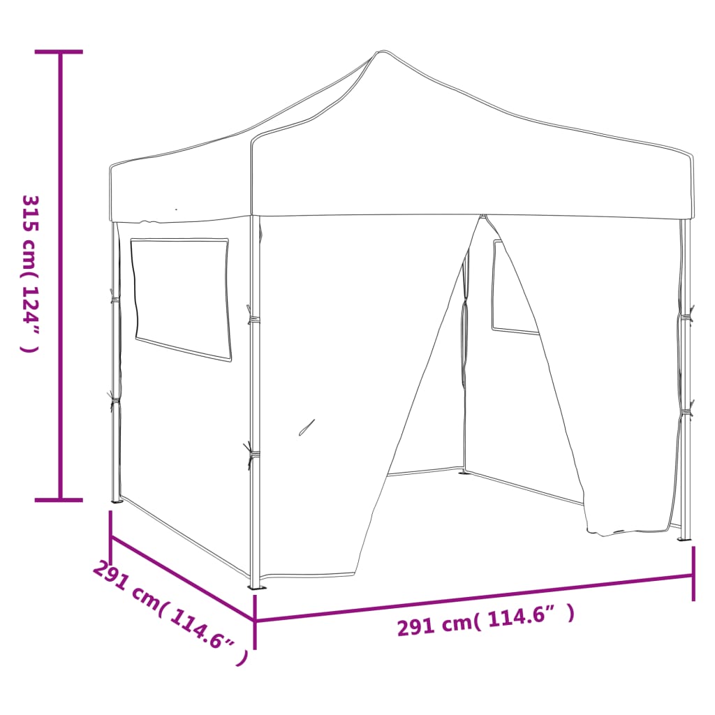 kék összecsukható pavilon 4 fallal 3 x 3 m