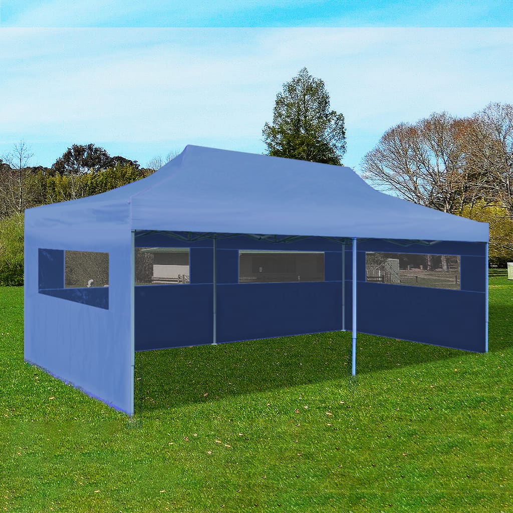 Modrý skládací nůžkový party stan 3 x 6 m