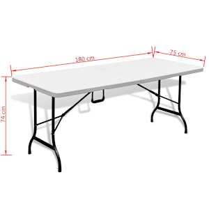 Skládací zahradní stůl bílý 180 x 75 x 74 cm HDPE - obrázek 6