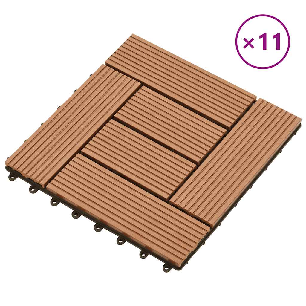 vidaXL Braune Terrassenfliesen 11 Stk. 30 x 30 cm WPC 1 qm