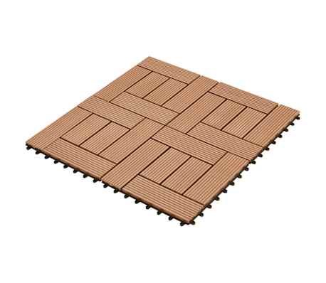 vidaXL 11x Decking Tile WPC Nonslip Water Resistant Brown/Gray 2
