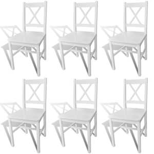 Jedilni stoli 6 kosov bela borovina