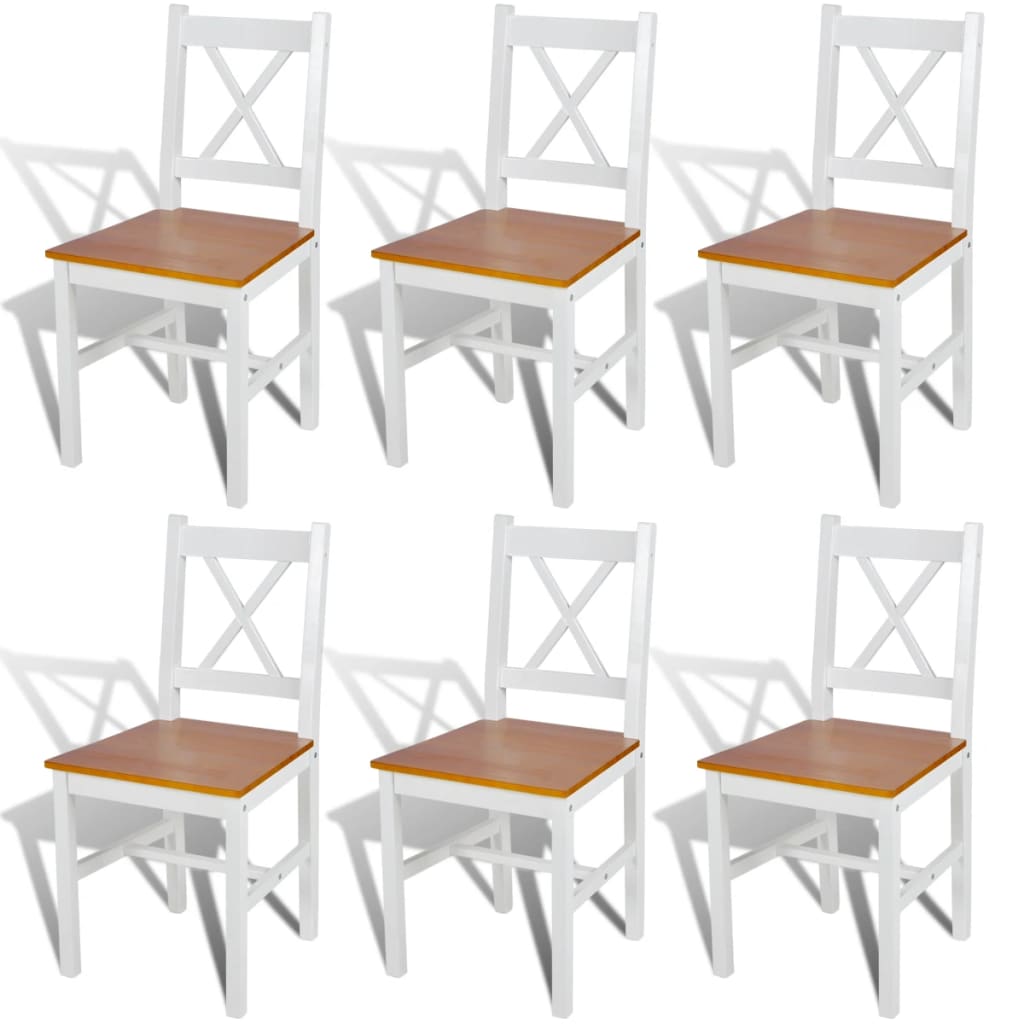 Image of vidaXL Dining Chairs 6 pcs White Pinewood