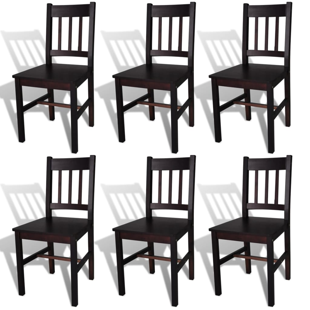 

vidaXL Dining Chairs 6 pcs Dark Brown Pinewood