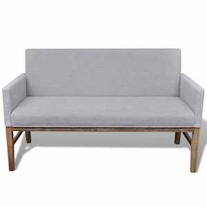 vidaXL Banchetă cu perne căptușite, textil, lemn de hevea, gri deschis