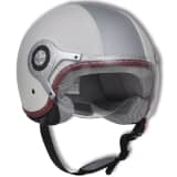 Casco per Scooter in Cuoio M Bianco e Argento