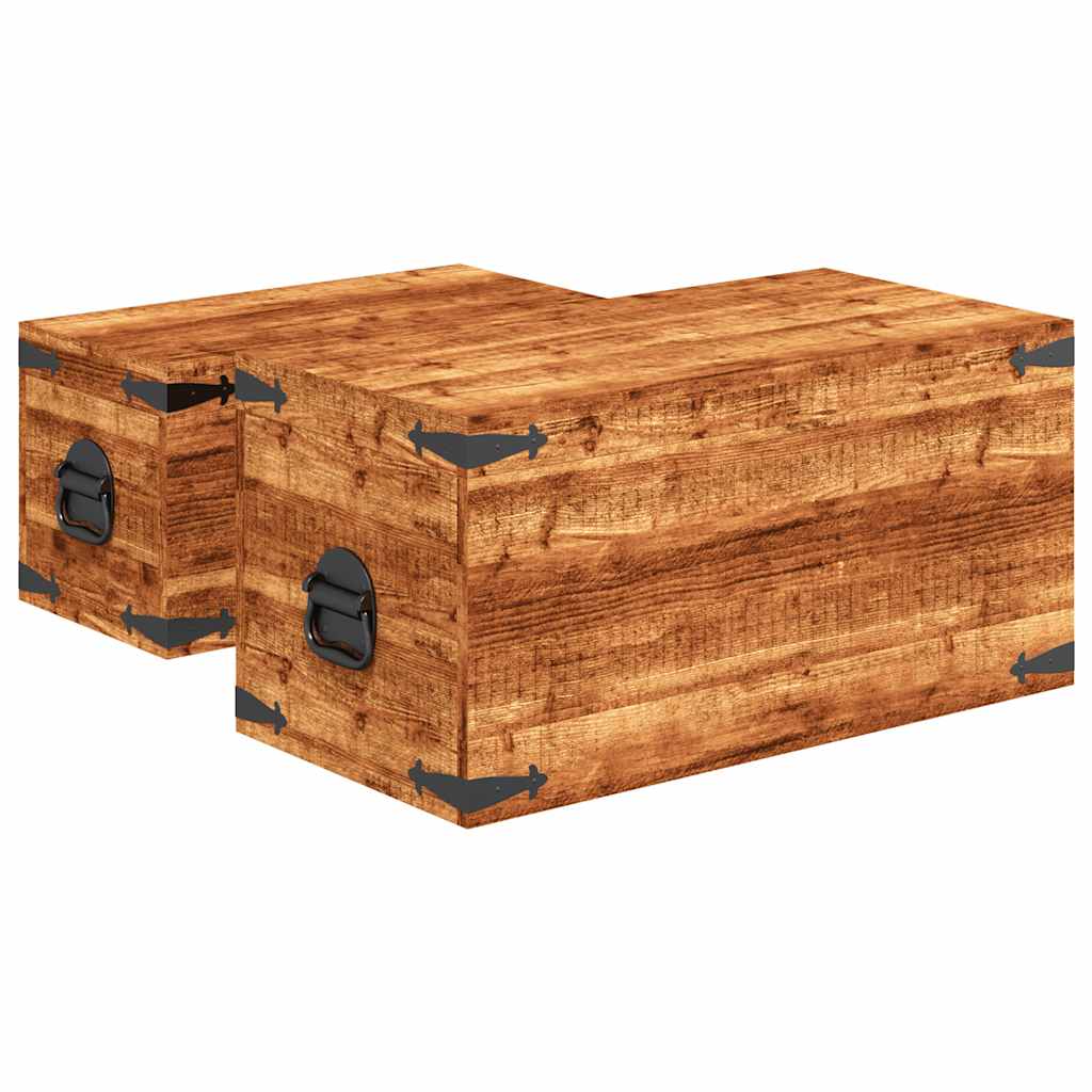 Coffre De Rangement 2 Pcs Bois Massif De Manguier VidaXL 18 width=274