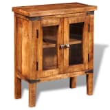 vidaXL Storage Cabinet with Glass Doors Rough Mango Wood