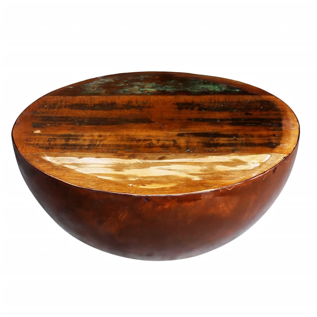 vidaXL Măsuță cafea, formă de bol, bază din oțel, lemn masiv reciclat baza