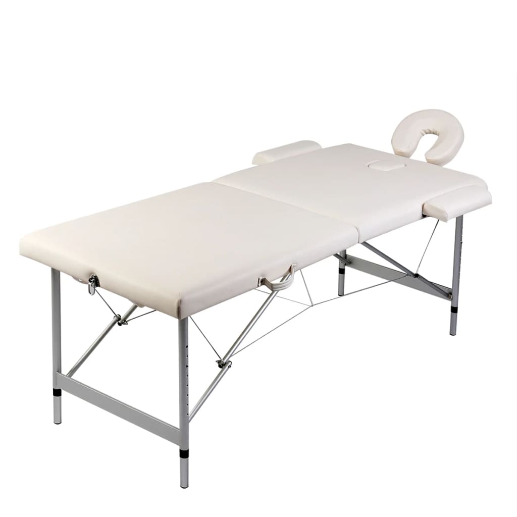 

vidaXL Massagetafel inklapbaar aluminium frame + accessoires (2 delen/crème)