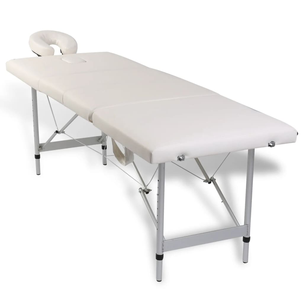 

vidaXL Massagetafel inklapbaar aluminium frame + accessoires (4 delen/crème)