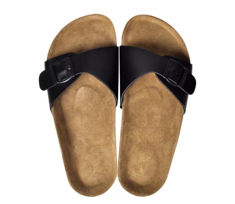 vidaXL Women's Bio Cork Sandal with 1 Buckle Strap Black Size 36