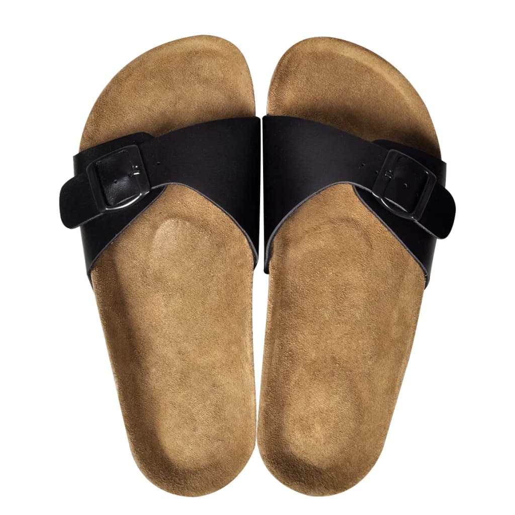 vidaXL Biokork sandaler for kvinner med 1 stropp svart størrelse 40