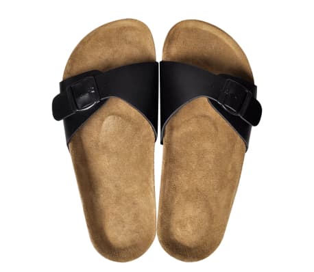 vidaXL Women's Bio Cork Sandal with 1 Buckle Strap Black Size 40