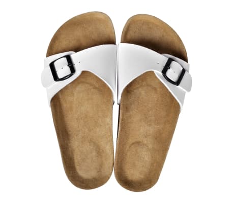 vidaXL Women's Bio Cork Sandal with 1 Buckle Strap White Size 37