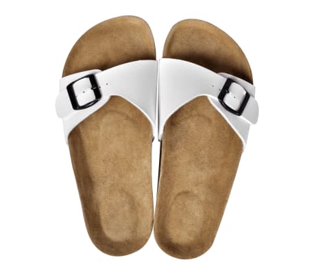 vidaXL Women's Bio Cork Sandal with 1 Buckle Strap White Size 39
