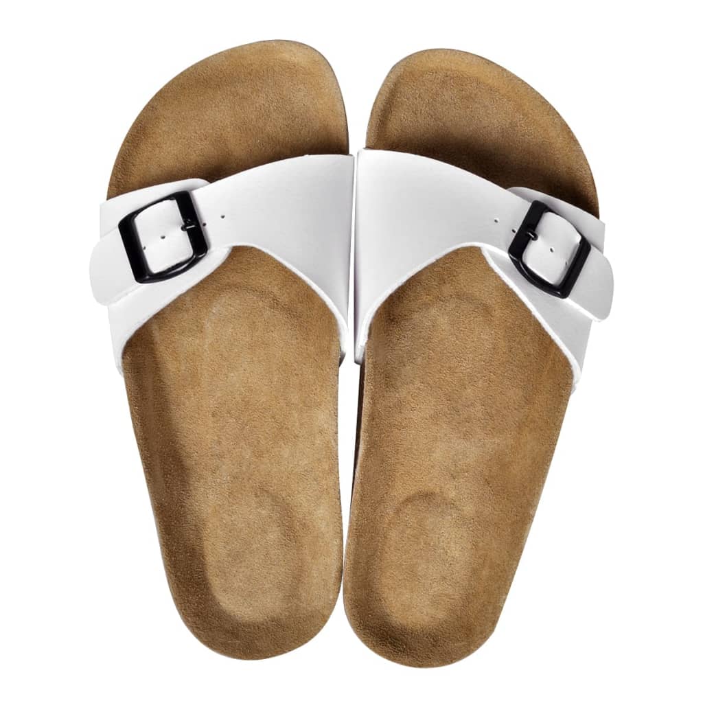 vidaXL Damen Biokork-Sandale mit 1 Schnalle Weiß Größe 40