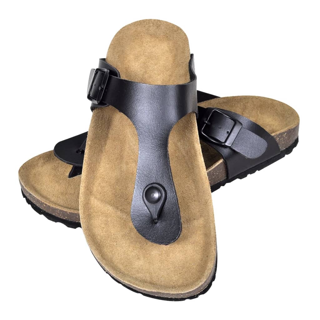 Sandale unisex din plută bio cu design de papuc, mărime 37, negru