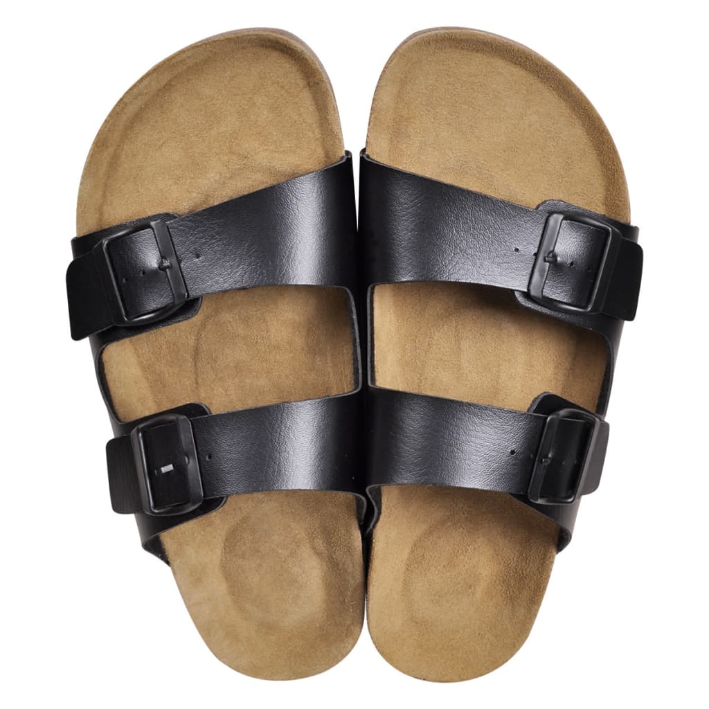 vidaXL Sandalen met 2 bandjes en gespen heren maat 41 biokurk zwart