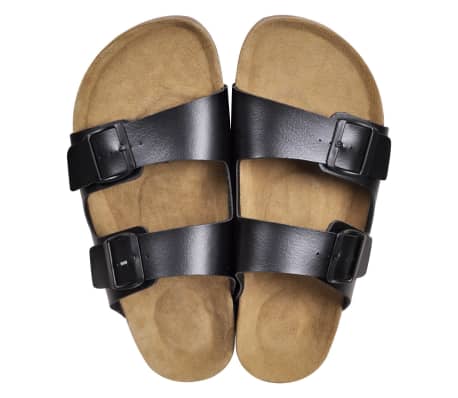 vidaXL Men's Bio Cork Sandal with 2 Buckle Straps Black Size 41