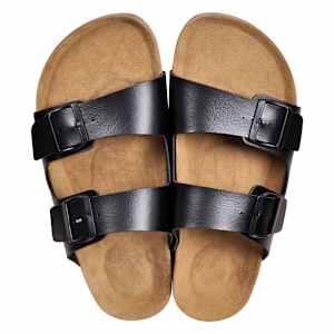 vidaXL Men's Bio Cork Sandal with 2 Buckle Straps Black Size 41