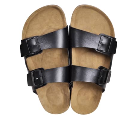 vidaXL Men's Bio Cork Sandal with 2 Buckle Straps Black Size 42