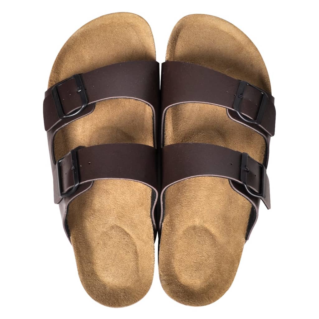 vidaXL Men's Bio Cork Sandal with 2 Buckle Straps Brown Size 41