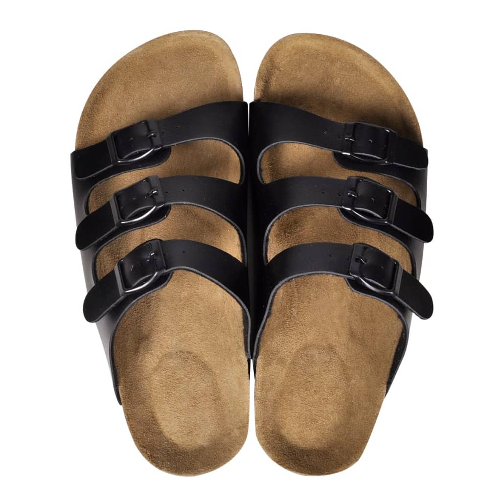 vidaXL Damen Biokork-Sandale mit 3 Schnallen Schwarz Größe 38