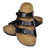 vidaXL Unisex Bio Cork Sandal with 3 Buckle Straps Size 9.5 Black