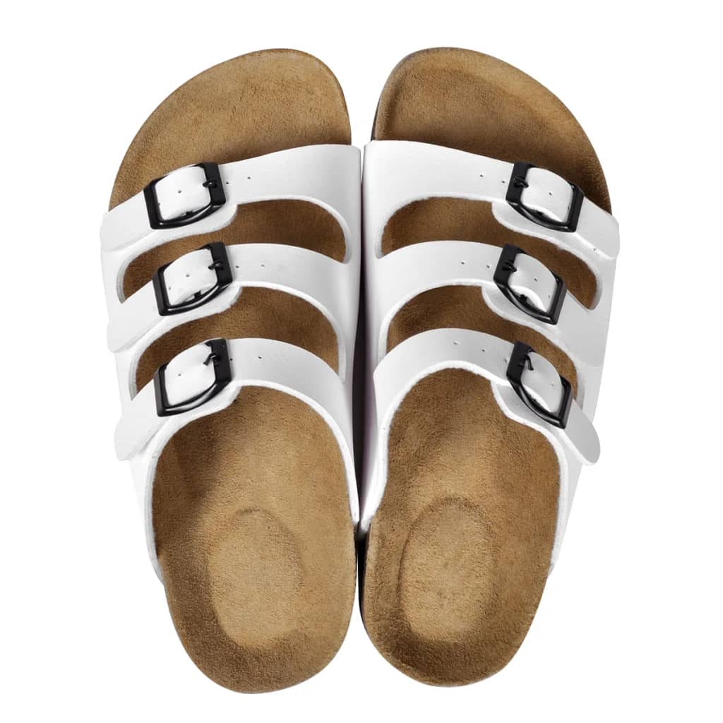 vidaXL Sandalen met 3 bandjes en gespen dames maat 36 biokurk wit