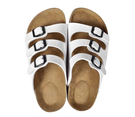 vidaXL Damen Biokork-Sandale mit 3 Schnallen Weiß Größe 36