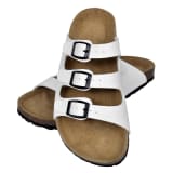 Bio-Korksandalen mit 3 Schnallriemen Größe 40 weiß unisex