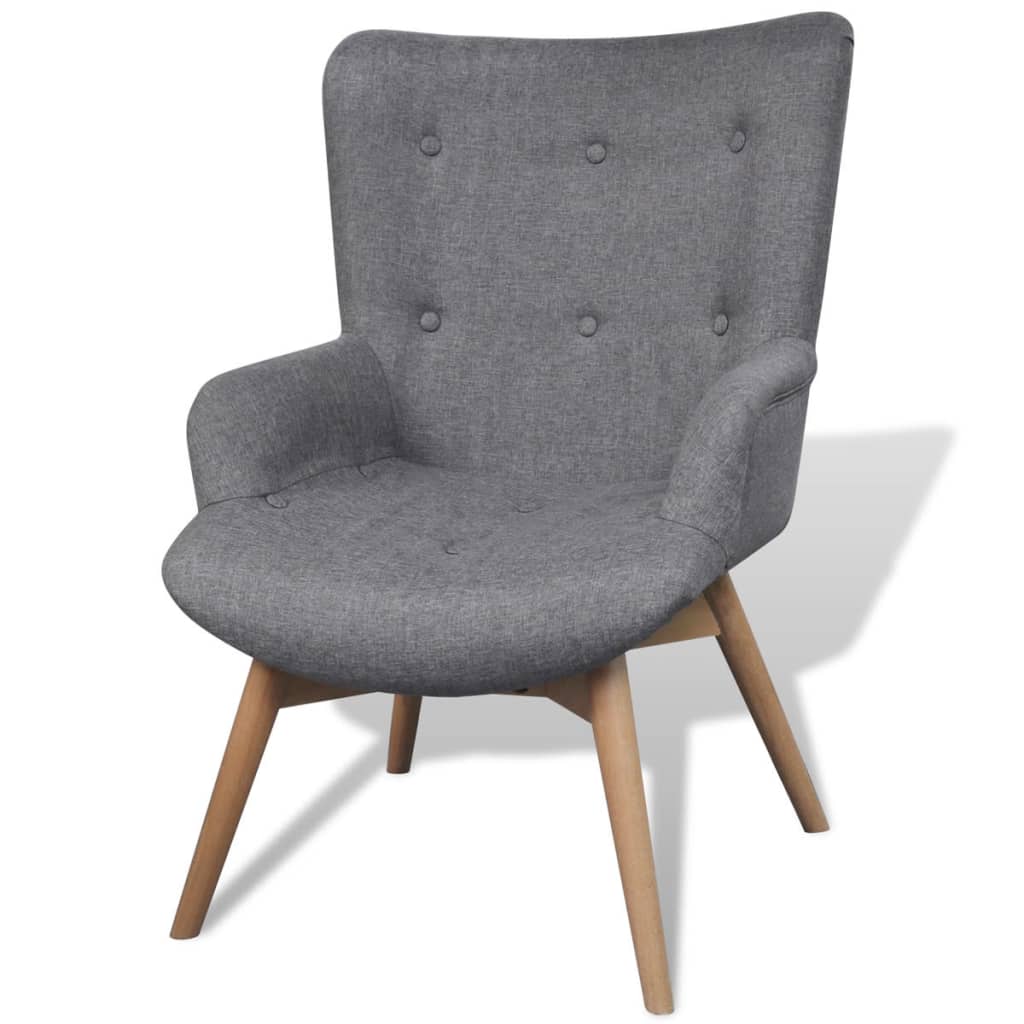 vidaXL Fauteuil met voetenbankje grijs stof