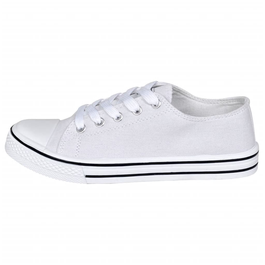 vidaXL Classic Women's Low-top Lace-up Canvas Sneaker White Size 4.5