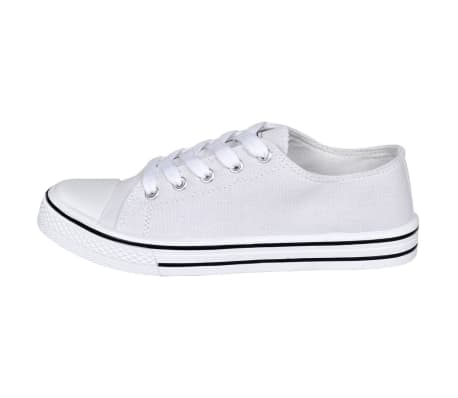 vidaXL Classic Women's Low-top Lace-up Canvas Sneaker White Size 7.5